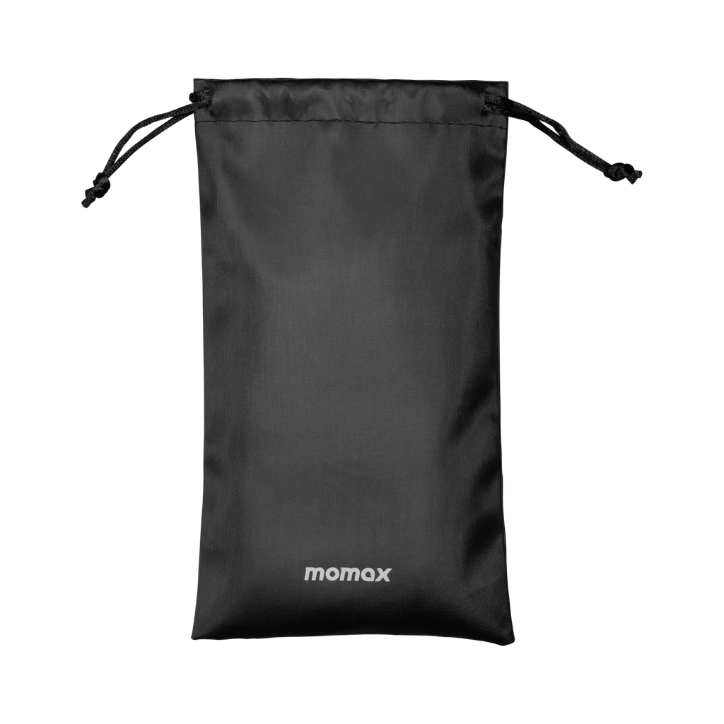 MOMAX drawstring travel pouch included with the 1-World 120W charger