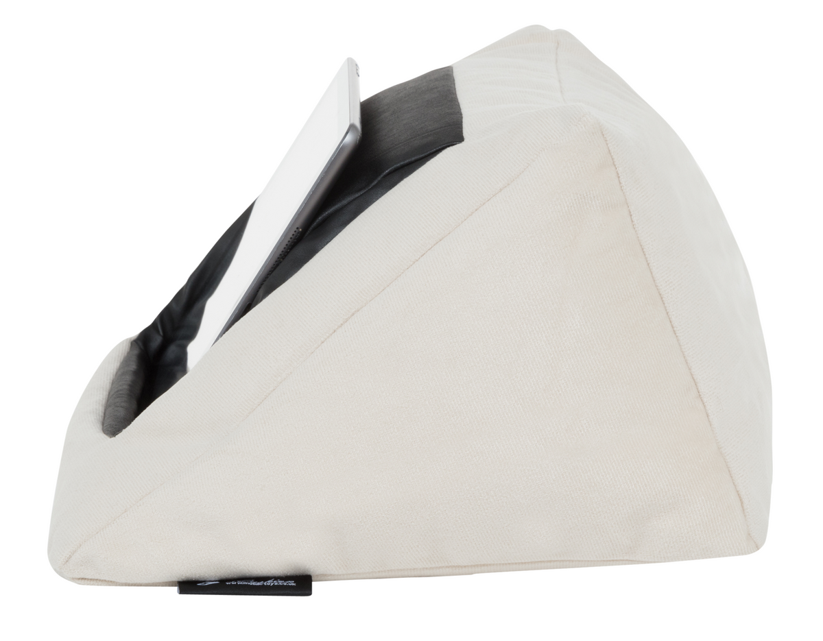 Beige velvet MobileToyz iCushion iPad and tablet cushion stand