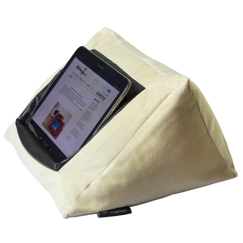 Gold-coloured velvet MobileToyz iCushion tablet cushion stand