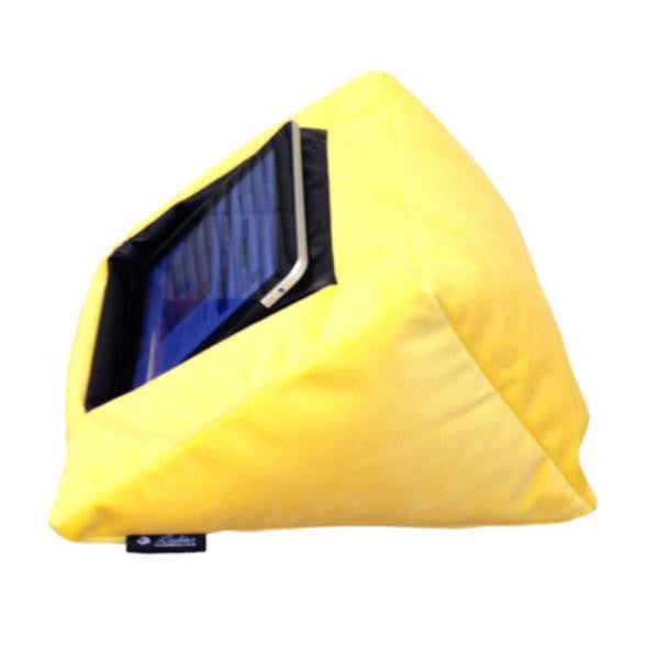 Yellow velvet MobileToyz iCushion iPad and tablet cushion stand